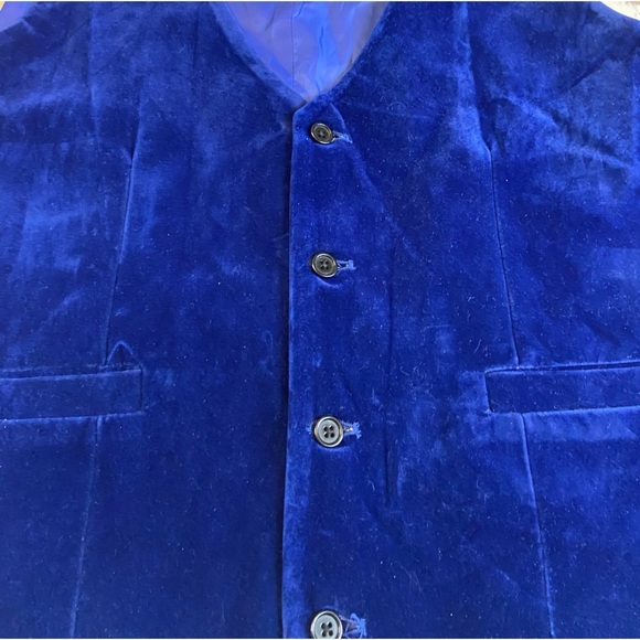 Men’s Blue Suede Button-down Vest - Picture 12 of 14